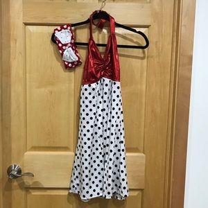 Costume red top black polka dot bottom dress